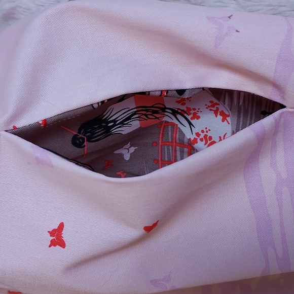 Vintage Retro Style Pink Multicolor Japanese Landscape Print A-Line Skirt Size L - Picture 8 of 9